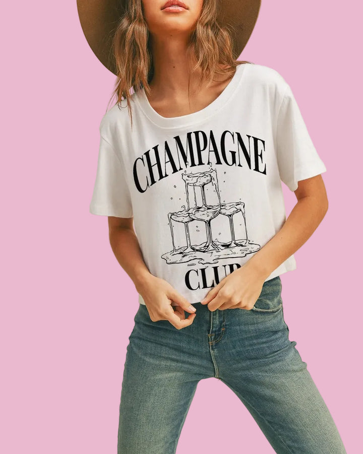 White Champagne Club Tee