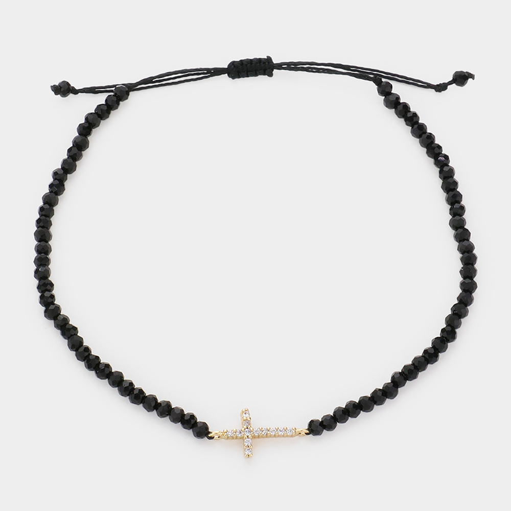 Stone Cross Pendant Bracelet