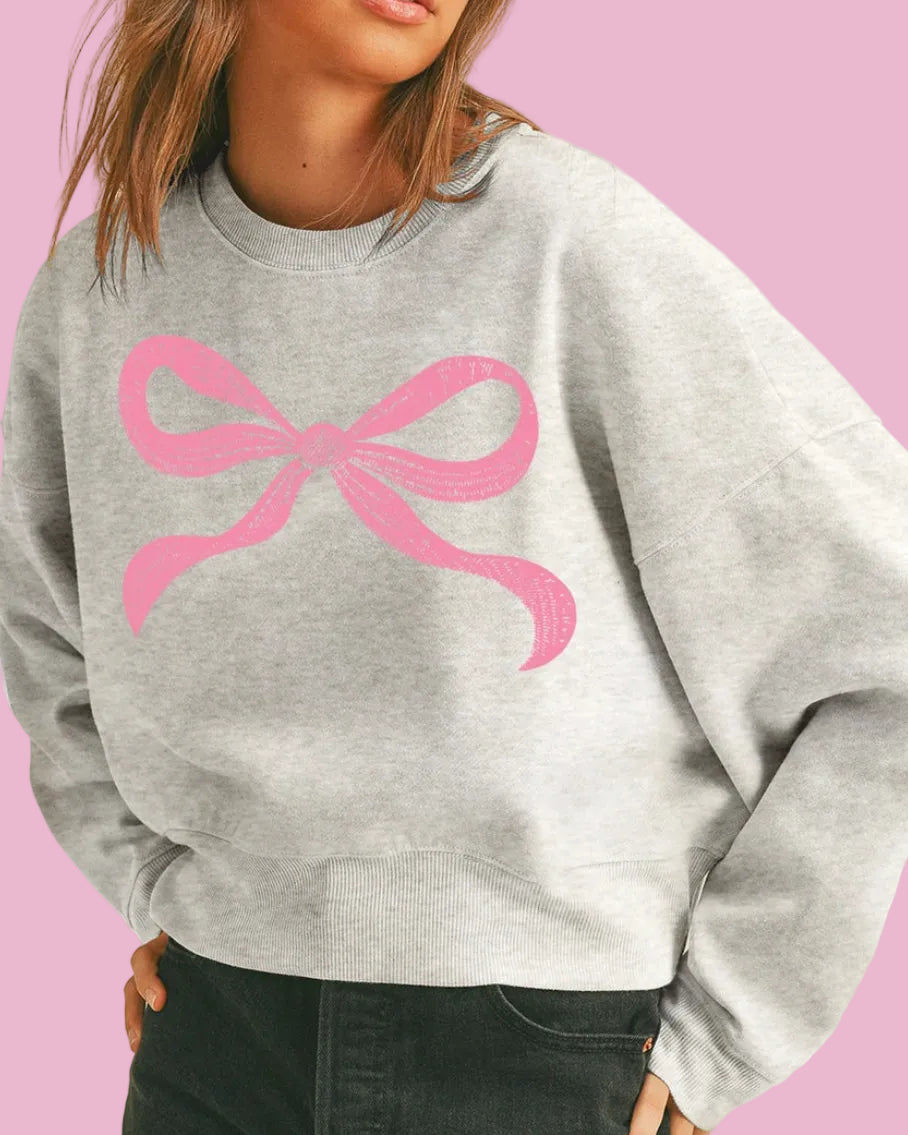 Gray Bow Crewneck