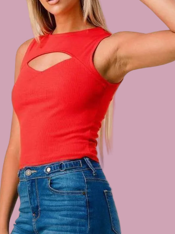 Rib Knit Cutout Tank