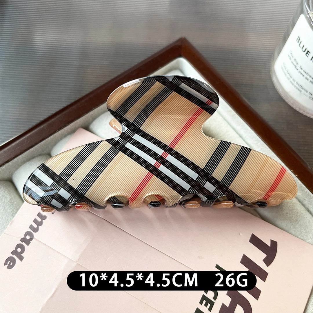Taupe Plaid Claw Clip