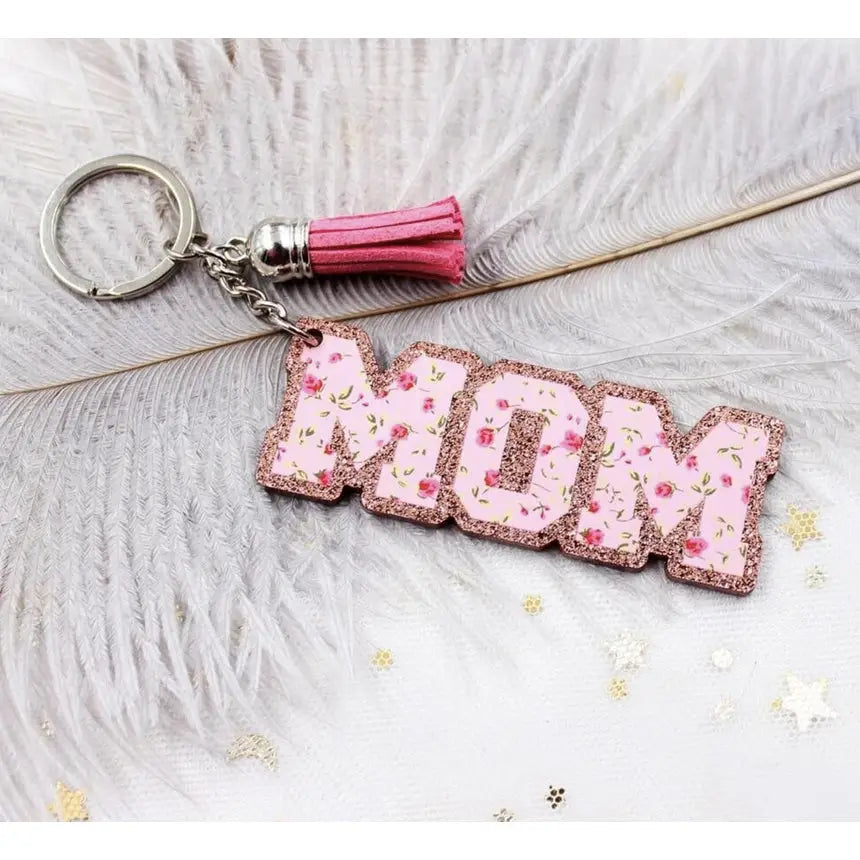 Mom Glitter Keychain
