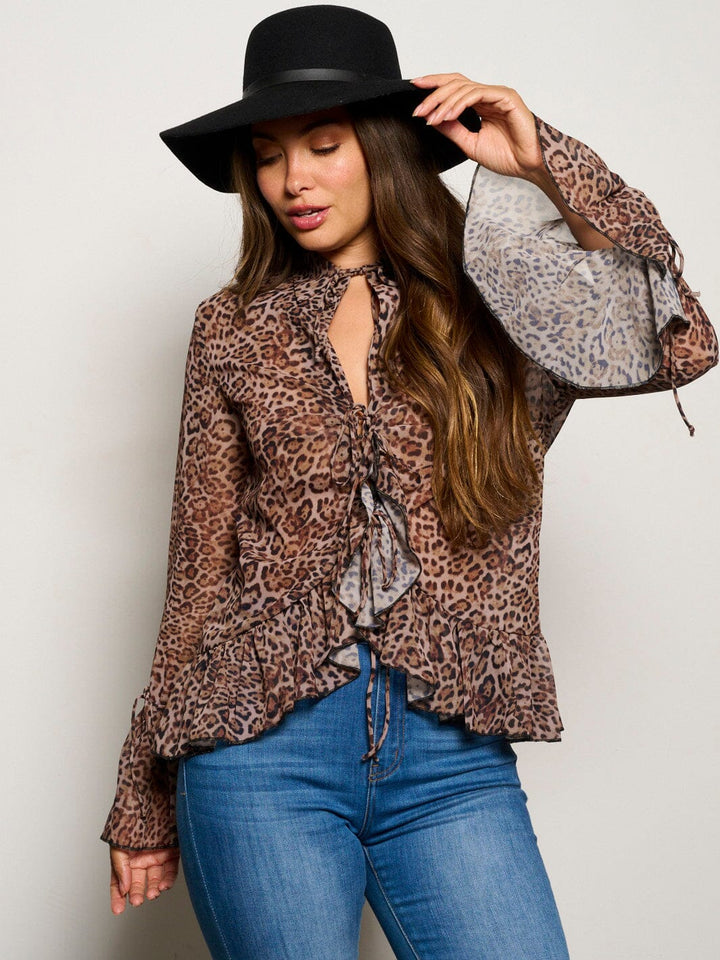 Bell Sleeve Leopard Blouse