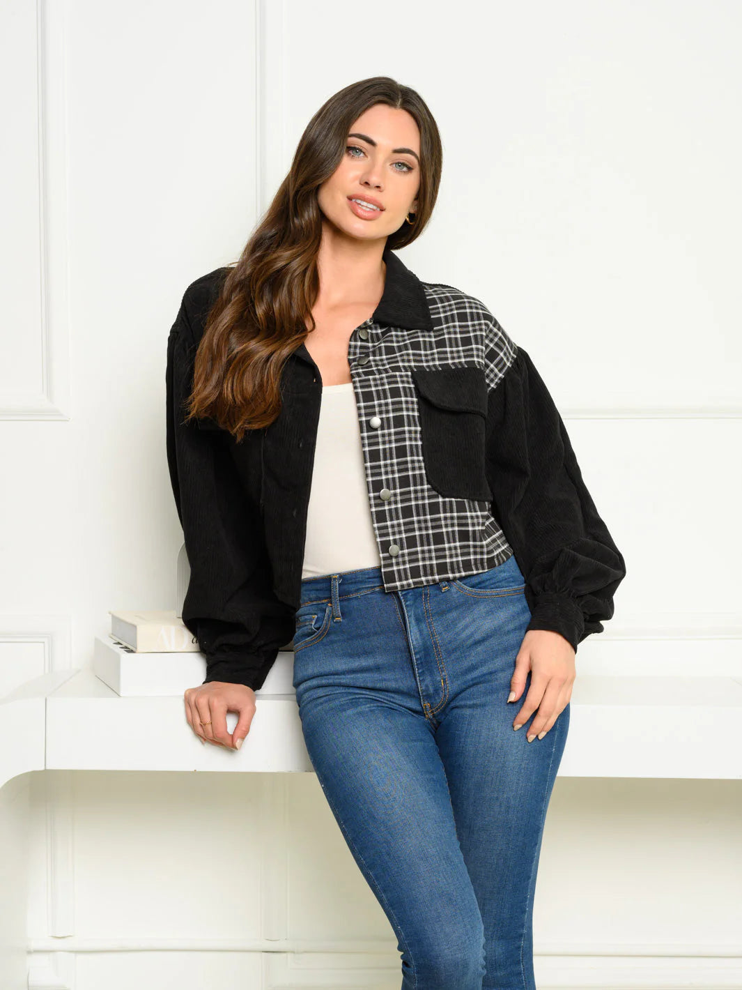 Black Plaid Corduroy Jacket