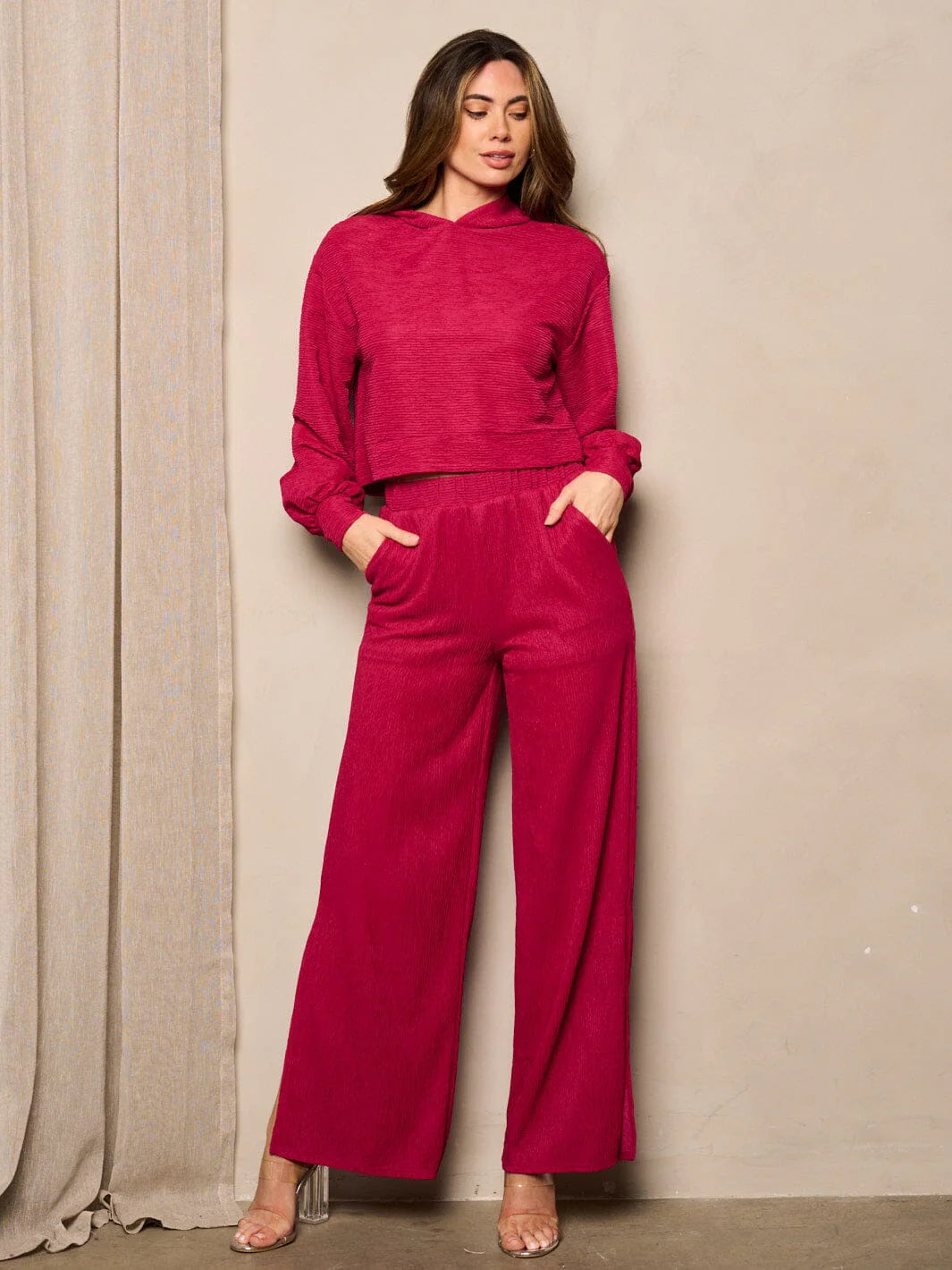 Hoodie Slit Leg Pant Set