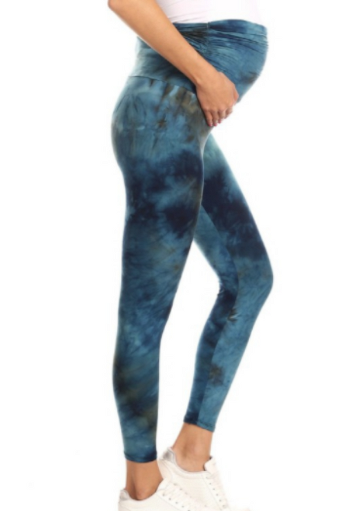 Blue Tie Dye Maternity Leggings