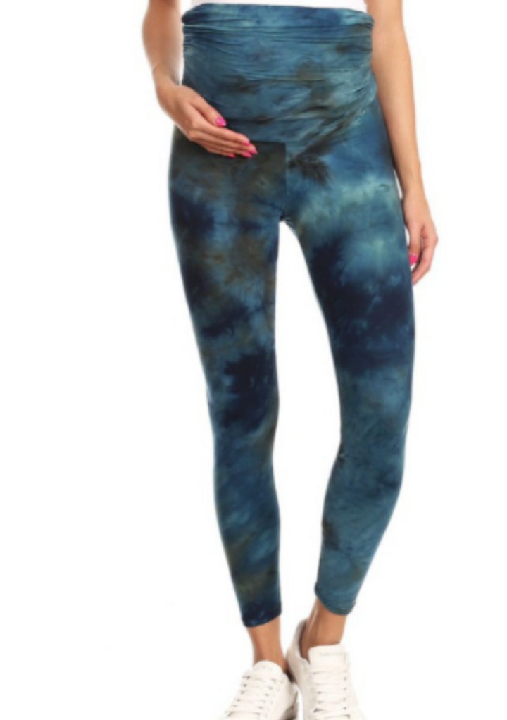 Blue Tie Dye Maternity Leggings