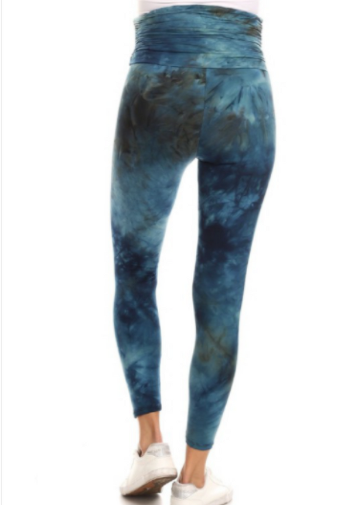 Blue Tie Dye Maternity Leggings