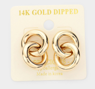 14K Gold Dipped Circle Link Earrings