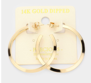 14K Dipped Metal Hoop Earrings