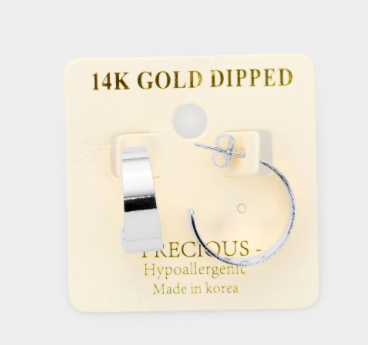 14K Dipped Small Metal Hoop Earrings