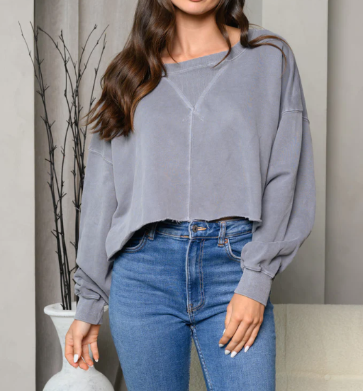 Gray Crop Lounge Sweater