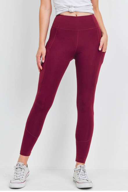 Burgundy Pocket Leggings