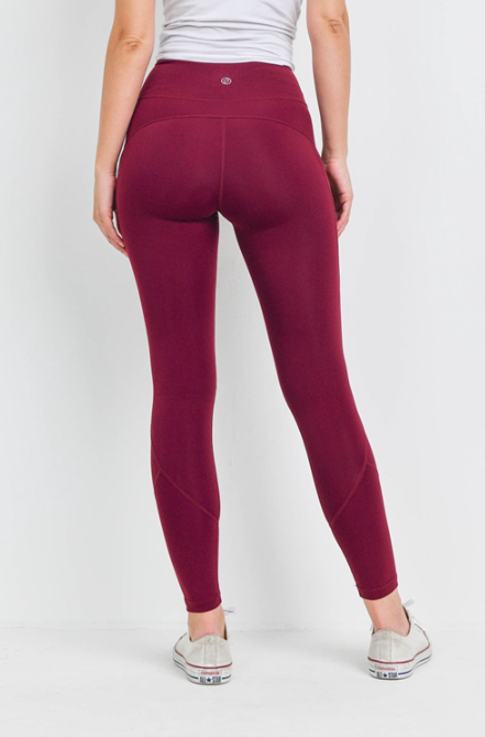 Burgundy Pocket Leggings