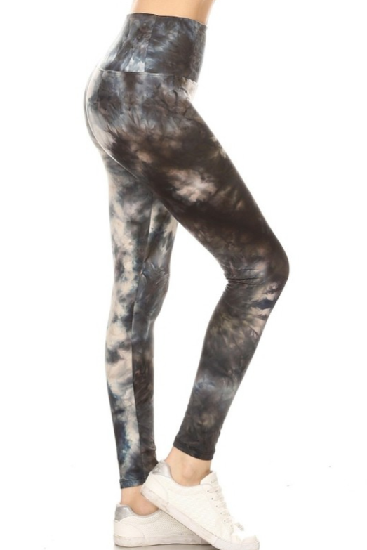 Gray High Wast Tie Dye Leggings