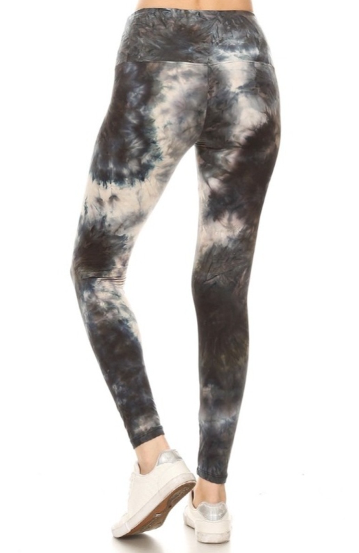 Gray High Wast Tie Dye Leggings