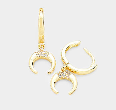 Gold Dangle Moon Earrings