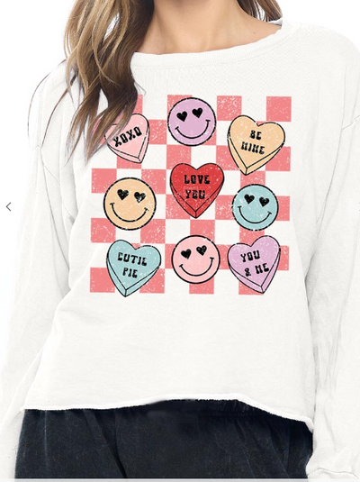 Valentine Candy Crop Sweatshirt