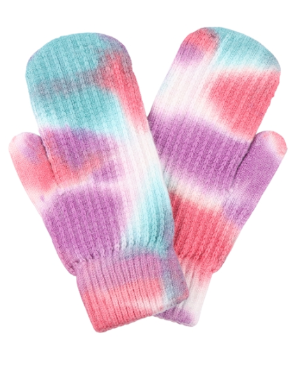 Blue Pink Tie Dye Mitten Gloves