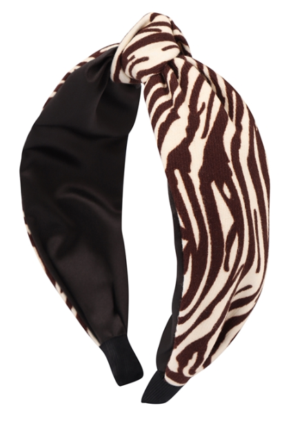 Ivory Brown Zebra Headband